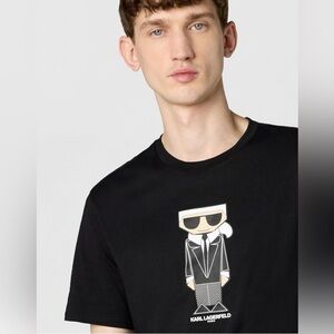 Karl Lagerfeld Mens XL TG  Kocktail Karl Black Designer T-Shirt  100% cotton tee